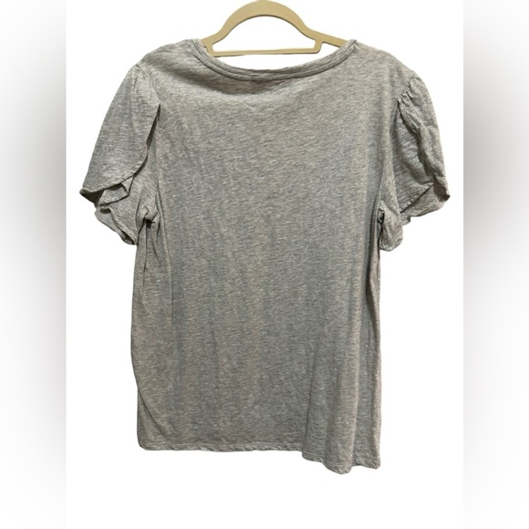 LOFT - Gray Tshirt - tulip sleeves - sparkle detail on fabric - Size L - Picture 1 of 8